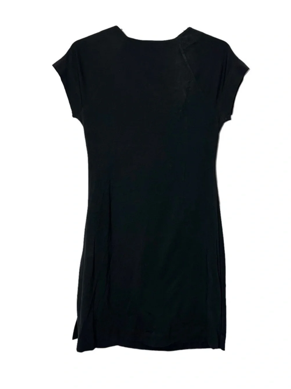 Soft Surroundings Black Faux Wrap Ruched Knit Dress - Picture 3 of 5